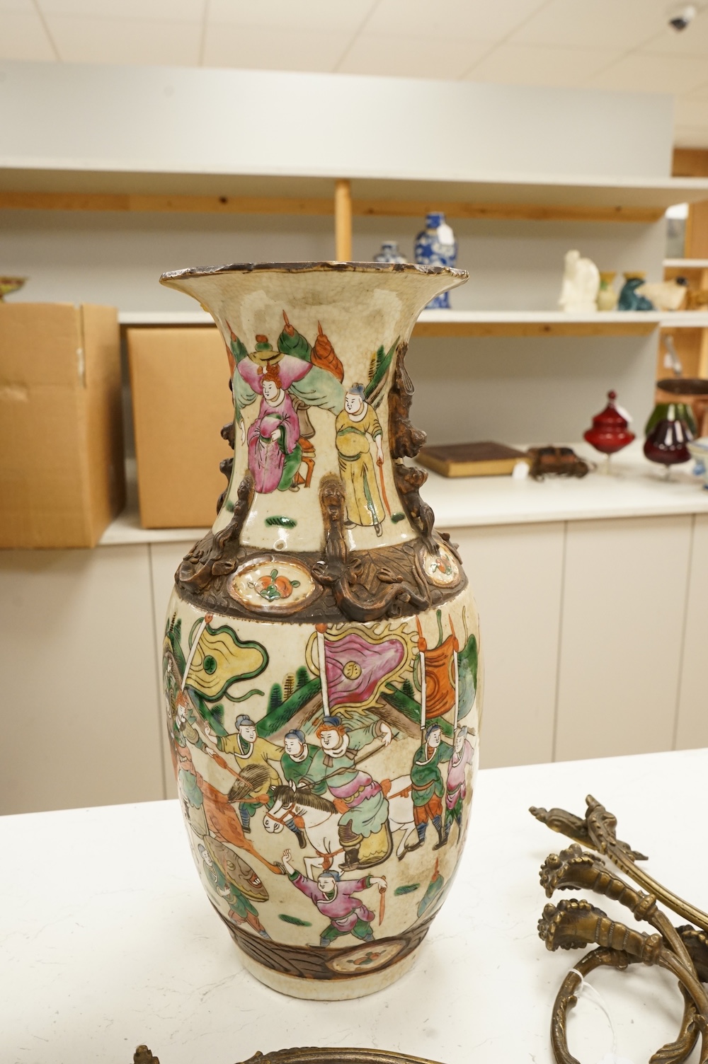 A late 19th century Chinese crackle glaze vase, 46cm